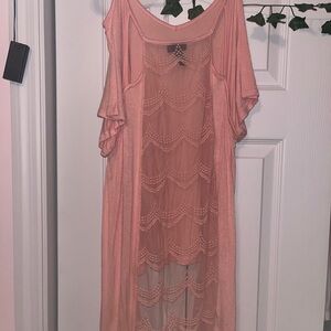 Free People Pink Sheer long shirt/ dress to some